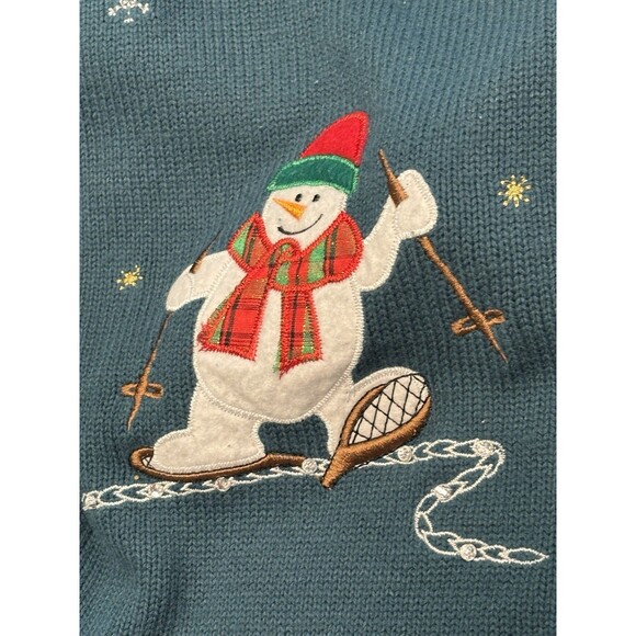 White Stag Vest XXL 18/20 Forest Green Snowman Christmas Button-Up Vtg Festive - Picture 7 of 8